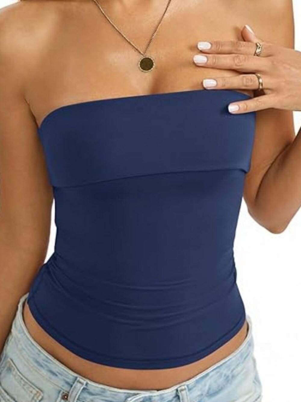 Double Lined Tube Top Non Slip Bandeau Strapless Size S